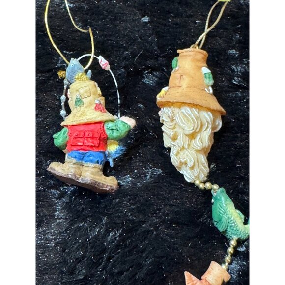 Ganz Fishing Gnome Christmas Ornaments Set Of 2 With Beads & Starfish Accents - Picture 5 of 9